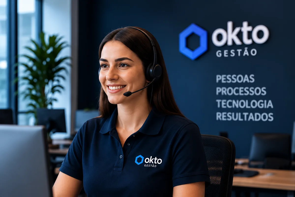 Profissional de atendimento conversando com cliente
