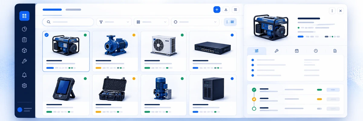 Painel visual de inventário de equipamentos e patrimônios