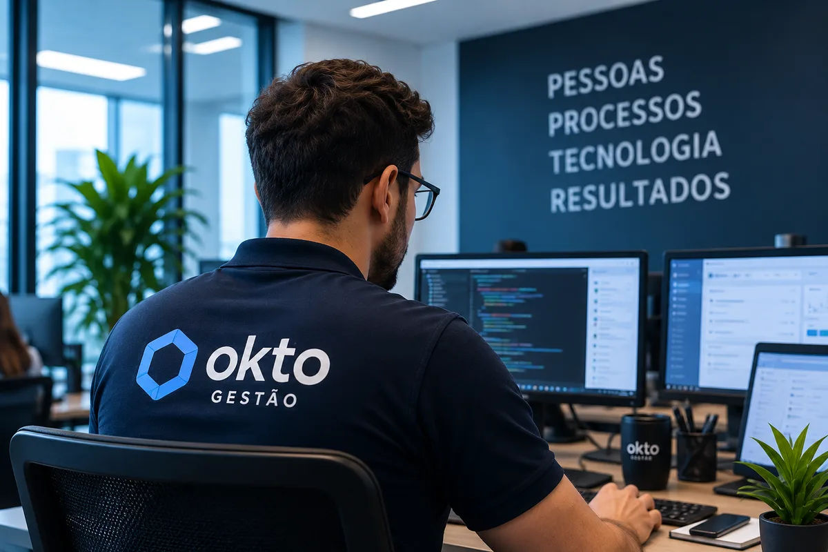 Cena ilustrativa de trabalho com tecnologia