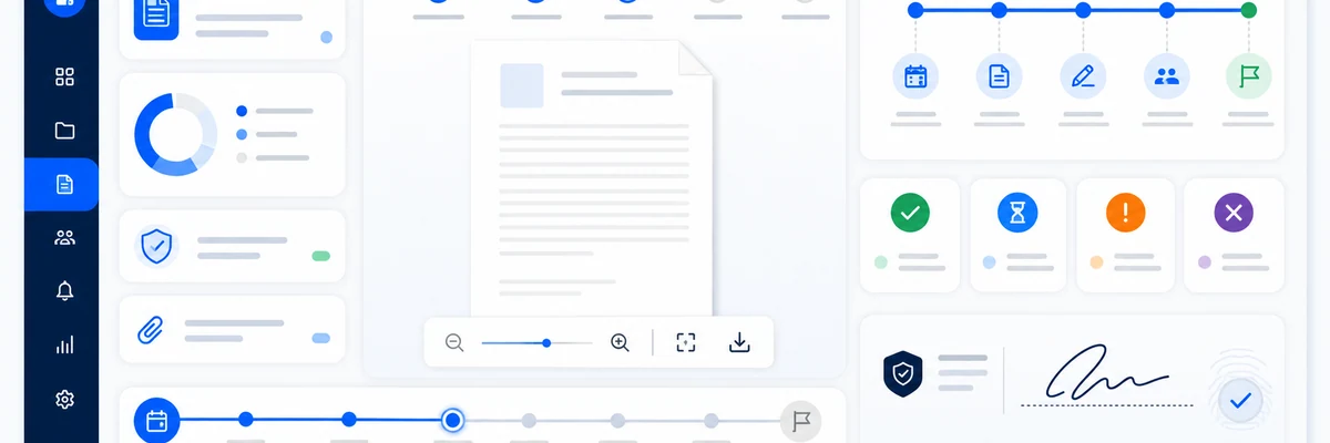 Painel visual de gestão de contratos, documentos e vigências